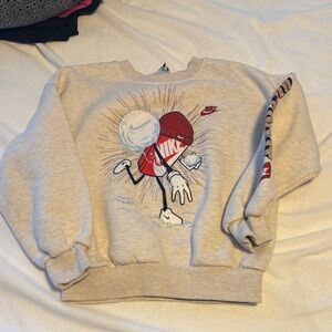 Nike Kids Cream Graphic Sweatshirt with Red Accent